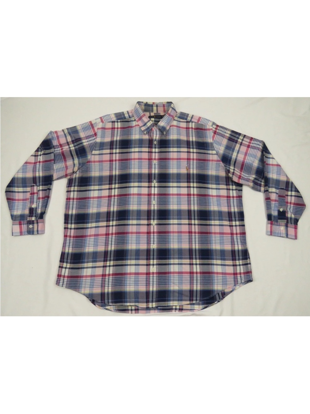 Ralph Lauren Polo Pony Plaid Oxford Big & Tall Long Sleeve Shirt 2XB
